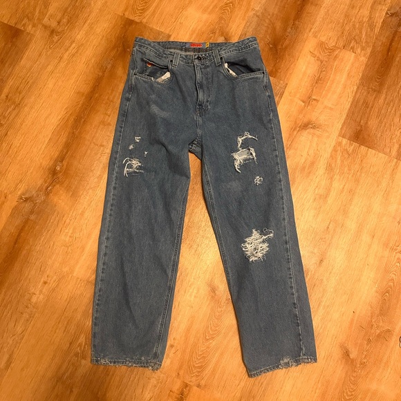 Men's Distressed Blue Jeans - Picture 1 of 6